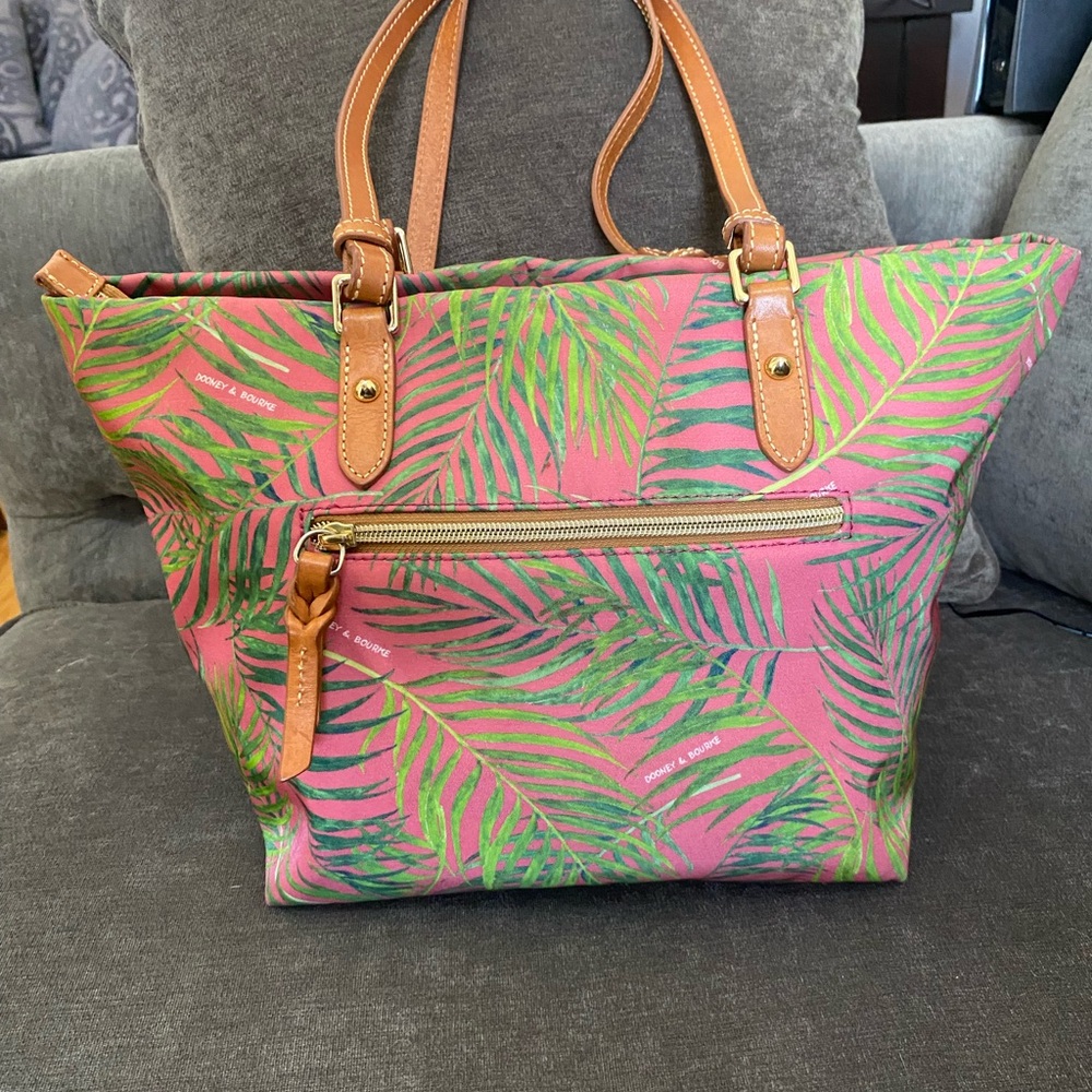 Dooney & Bourke Tropical Pink and Green Tote - Picture 2 of 9